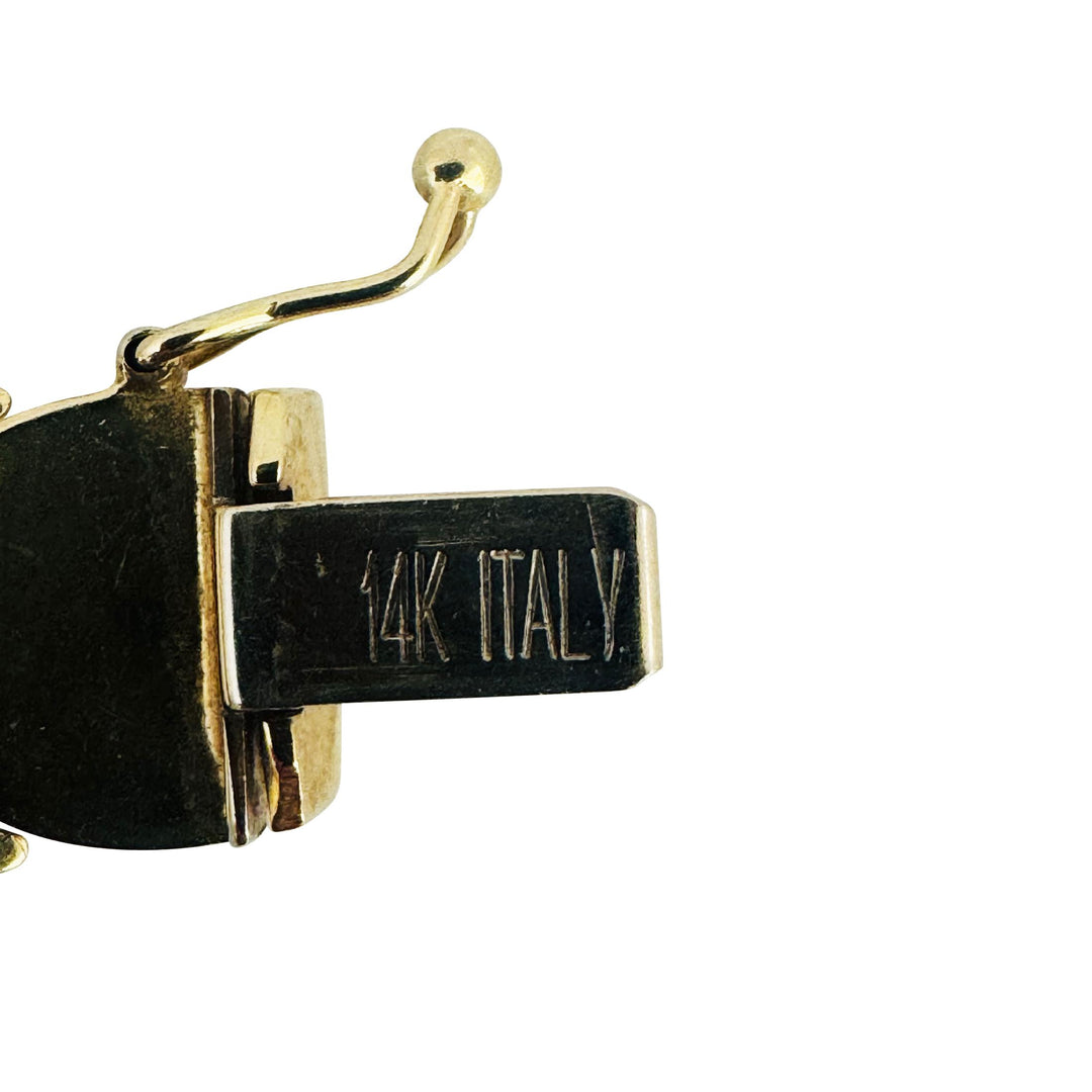 14k Yellow Gold 15.2g Thick 10mm Hugs and Kisses XO Link Bracelet Italy 6.75"