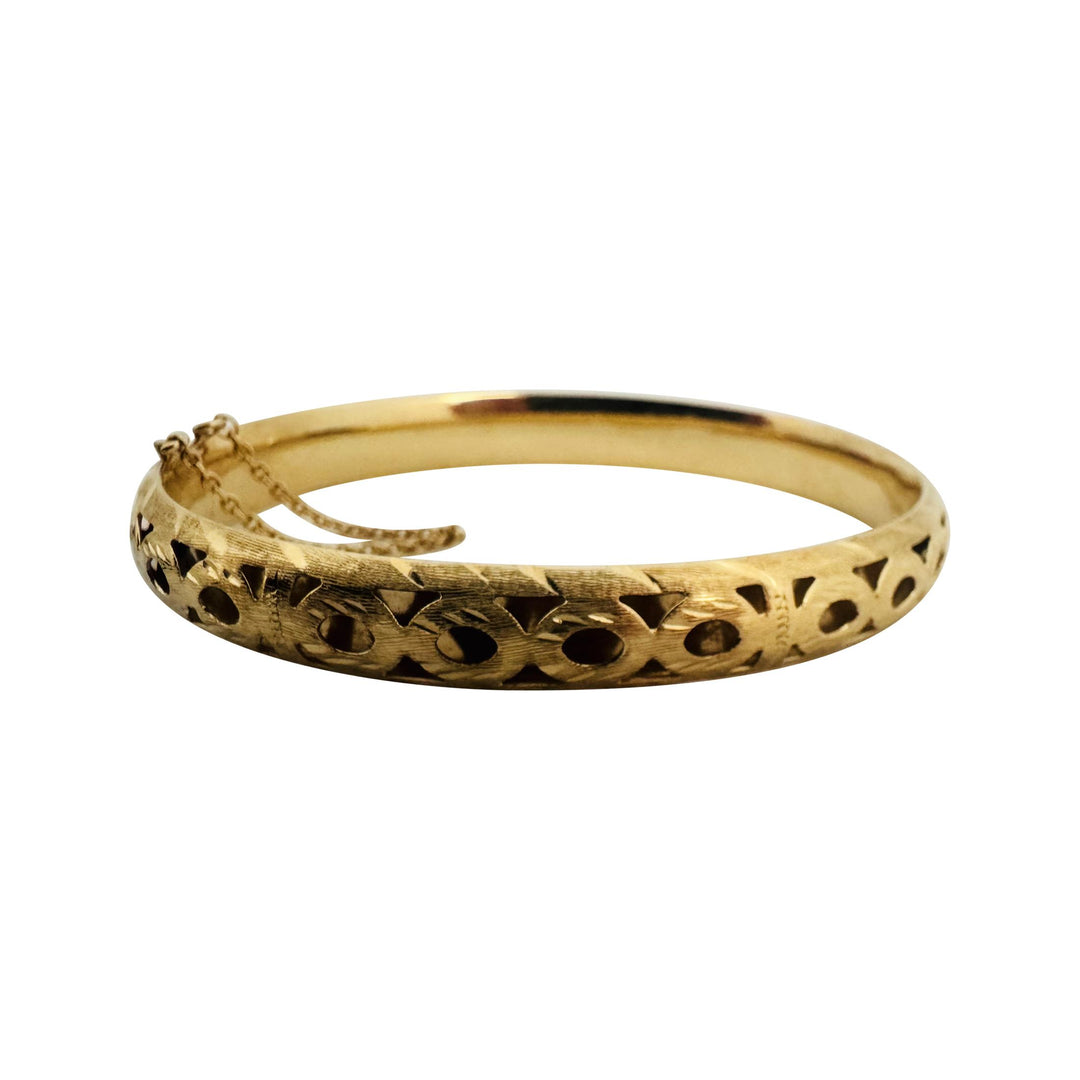 14k Yellow Gold 11.2g Diamond Cut 8mm Brushed Finish Bangle Bracelet 6.75"
