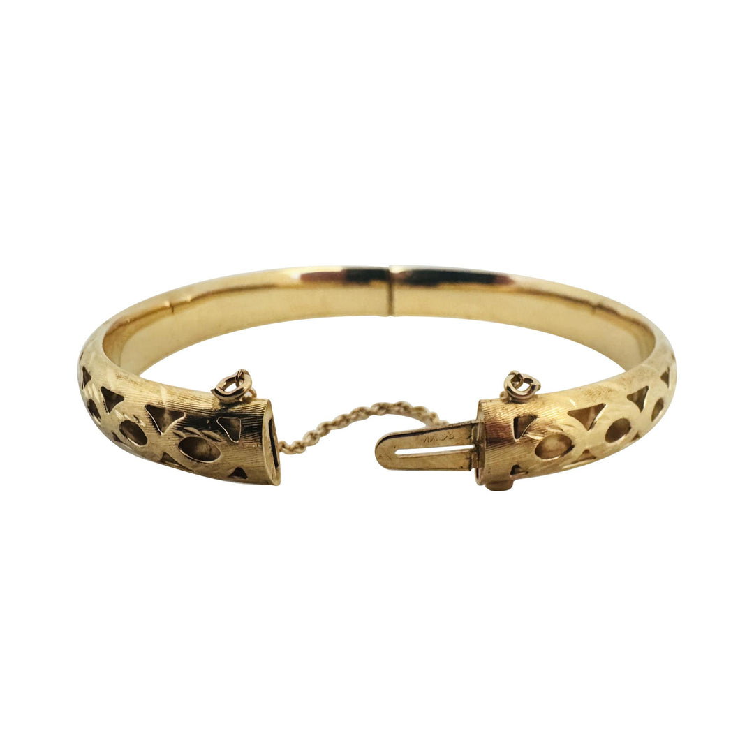 14k Yellow Gold 11.2g Diamond Cut 8mm Brushed Finish Bangle Bracelet 6.75"