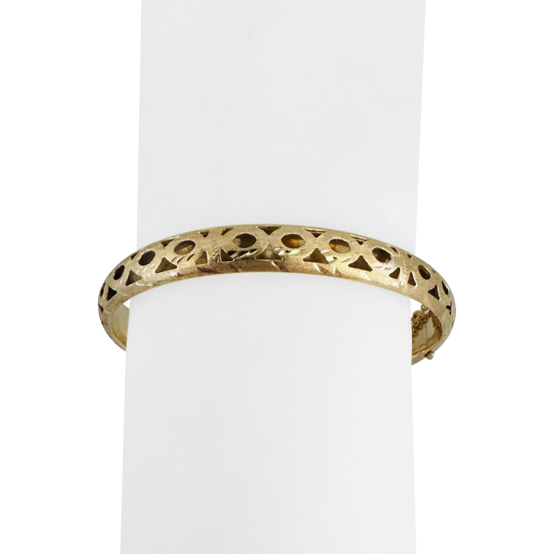 14k Yellow Gold 11.2g Diamond Cut 8mm Brushed Finish Bangle Bracelet 6.75"