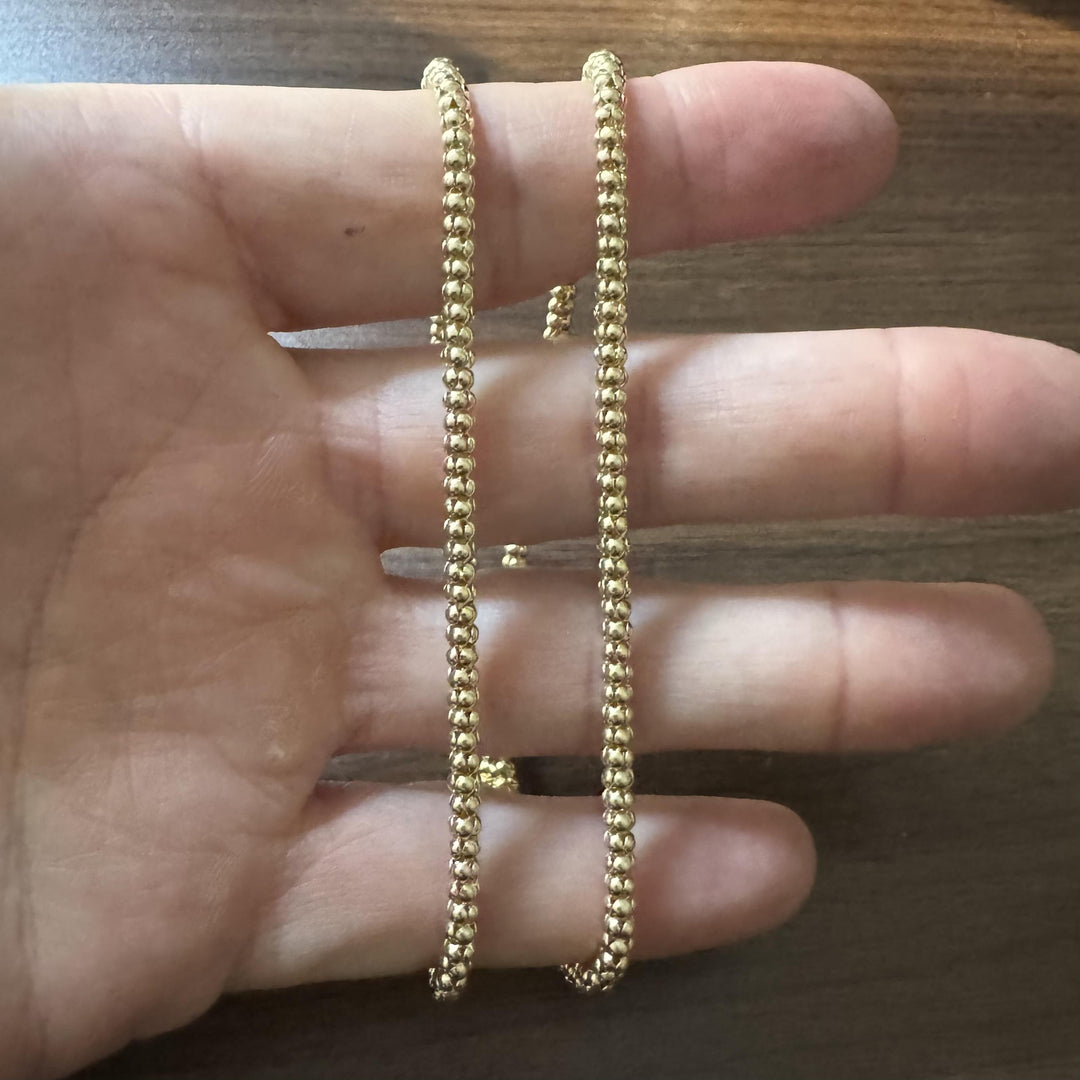 14k Yellow Gold 11.6g Ladies 3.5mm Popcorn Link Necklace 20"