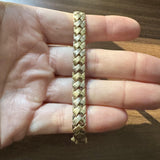 14k Yellow and White Gold 10.7g Ladies 8mm Braided Link Bracelet Turkey 7.25"