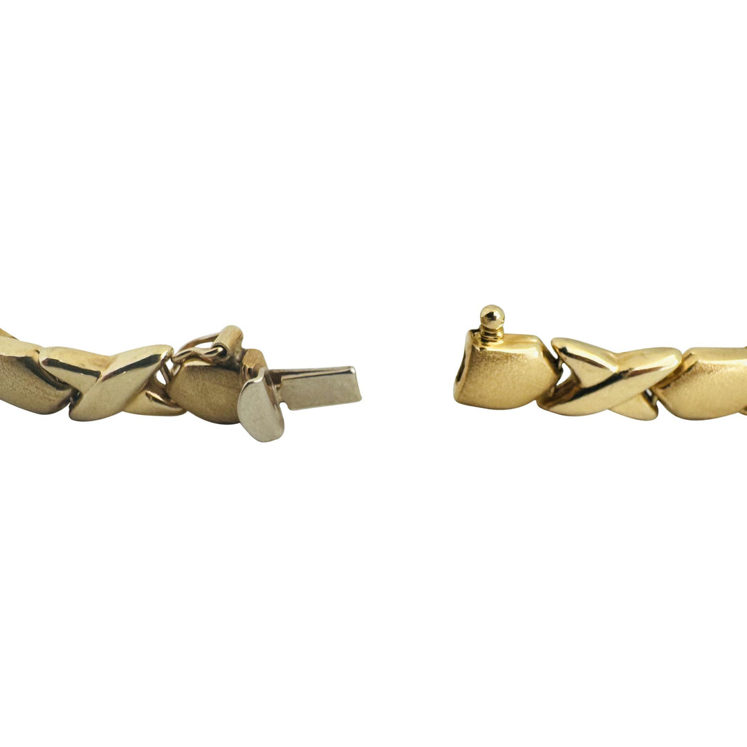 14k Yellow Gold 10g Ladies 7mm Hugs and Kisses XO Link Bracelet Italy 8"