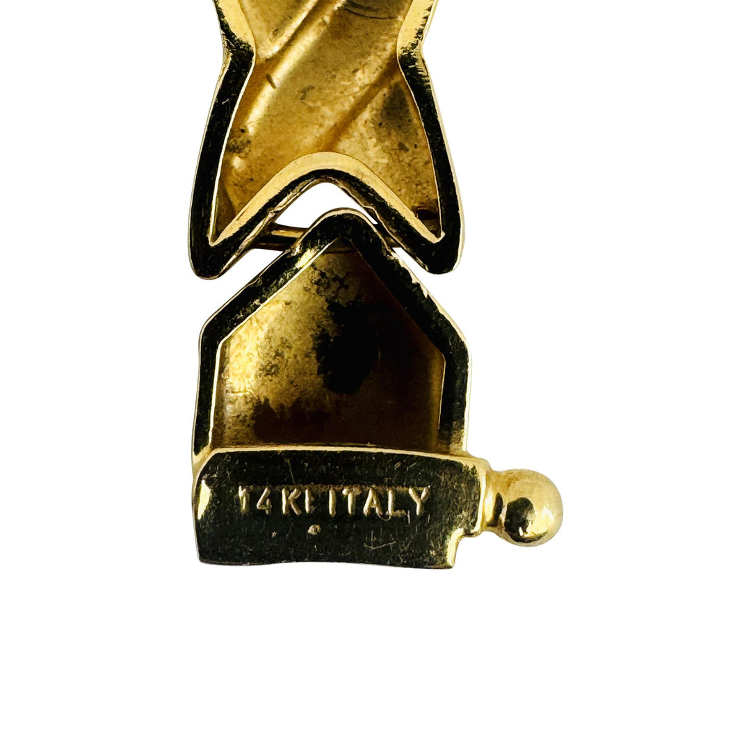14k Yellow Gold 10g Ladies 7mm Hugs and Kisses XO Link Bracelet Italy 8"