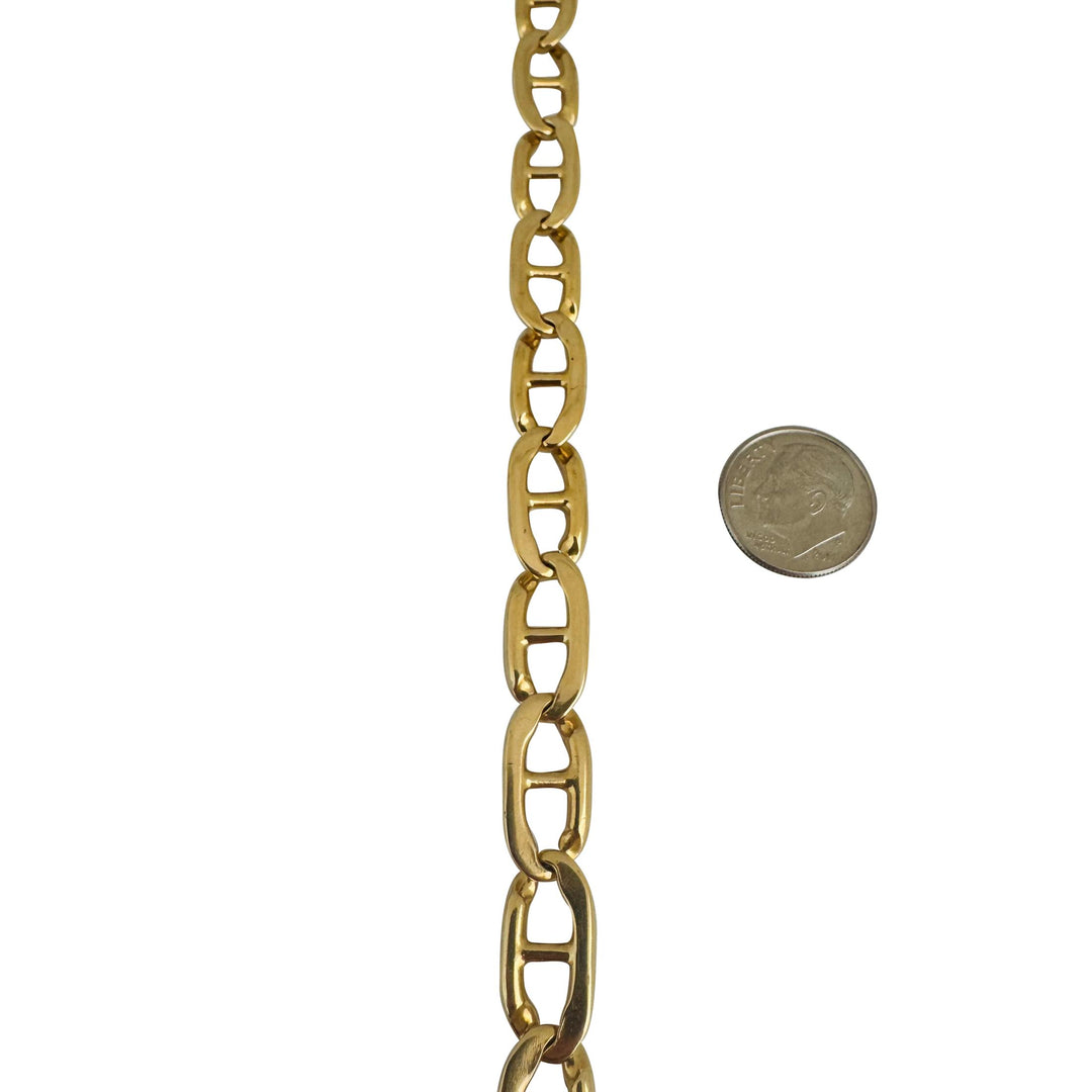 14k Yellow Gold 28.8g Solid Heavy 9mm Men's Mariner Link Bracelet Italy 9.5"