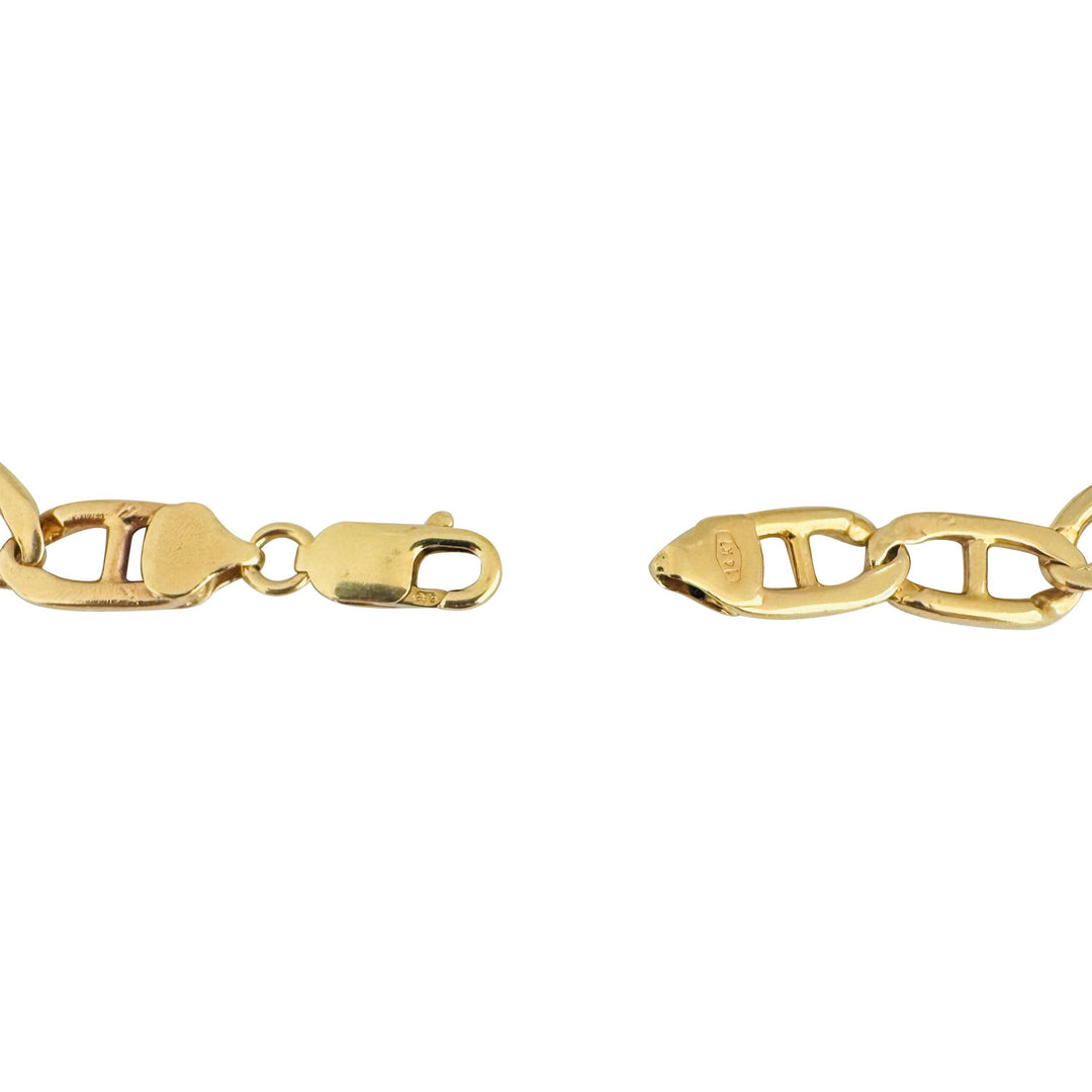 14k Yellow Gold 28.8g Solid Heavy 9mm Men's Mariner Link Bracelet Italy 9.5"