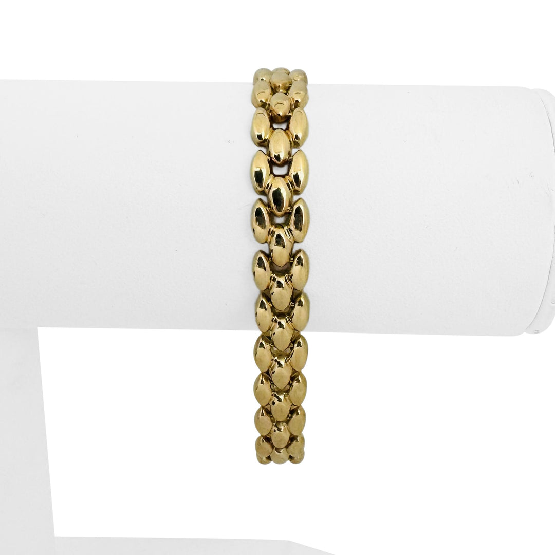 14k Yellow Gold 12g Ladies Polished 9mm Panther Link Bracelet Italy 7"