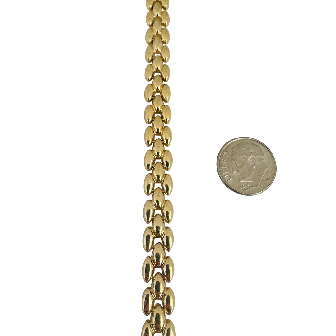 14k Yellow Gold 12g Ladies Polished 9mm Panther Link Bracelet Italy 7"