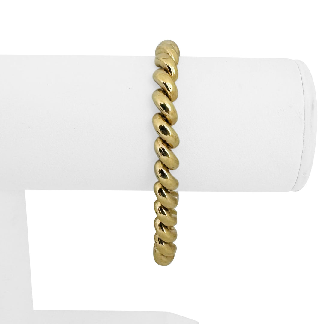 14k Yellow Gold 13.3g Ladies Polished 7mm San Marco Link Bracelet Italy 7.25"