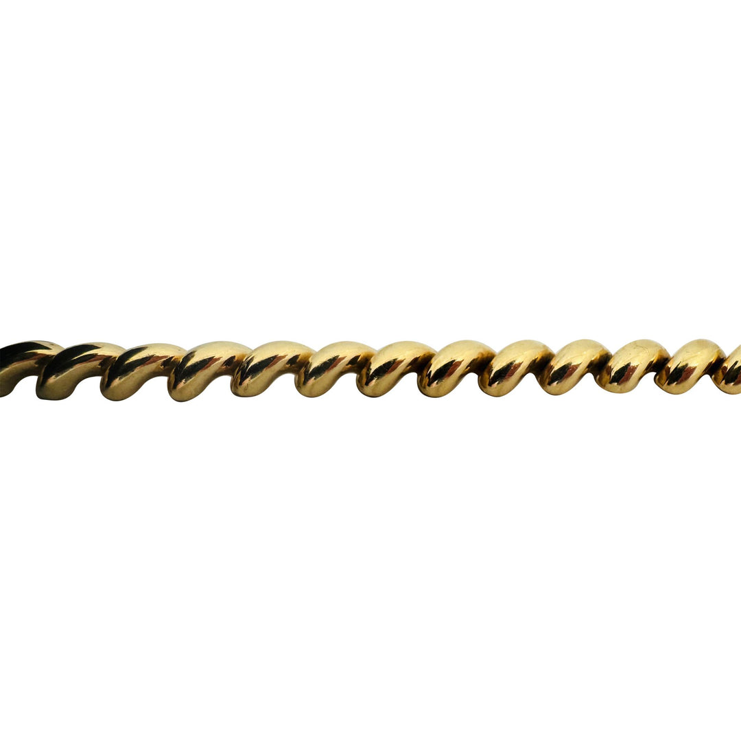 14k Yellow Gold 13.3g Ladies Polished 7mm San Marco Link Bracelet Italy 7.25"