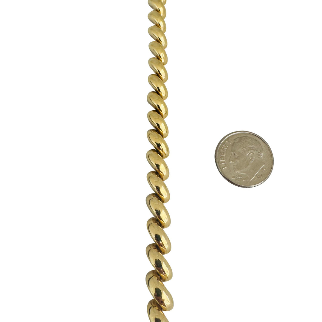 14k Yellow Gold 13.3g Ladies Polished 7mm San Marco Link Bracelet Italy 7.25"