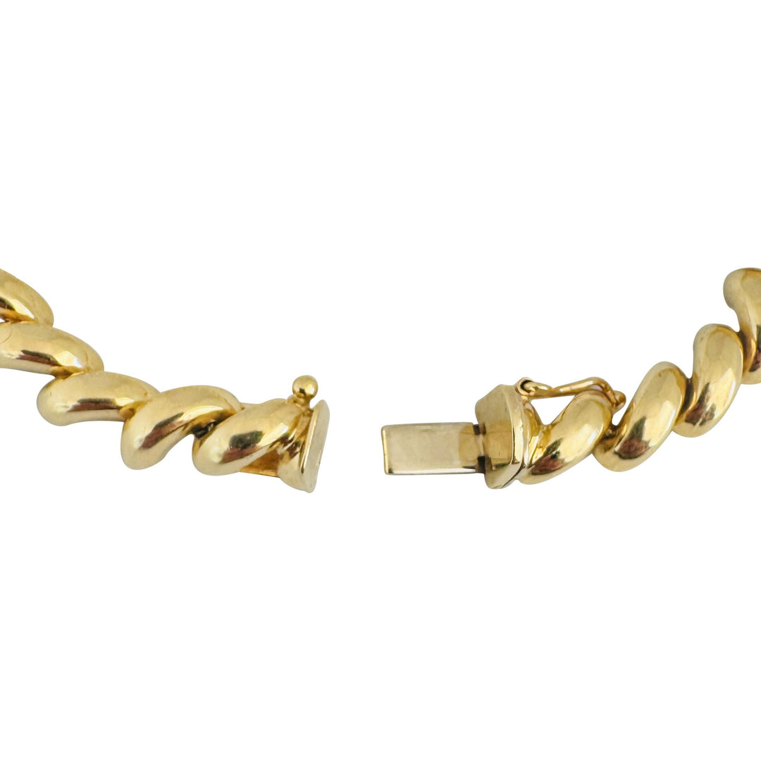 14k Yellow Gold 13.3g Ladies Polished 7mm San Marco Link Bracelet Italy 7.25"