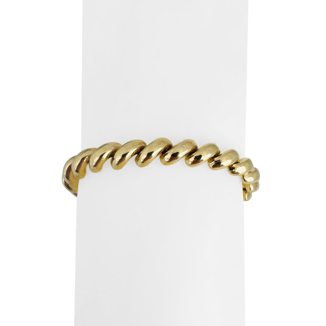 14k Yellow Gold 13.3g Ladies Polished 7mm San Marco Link Bracelet Italy 7.25"