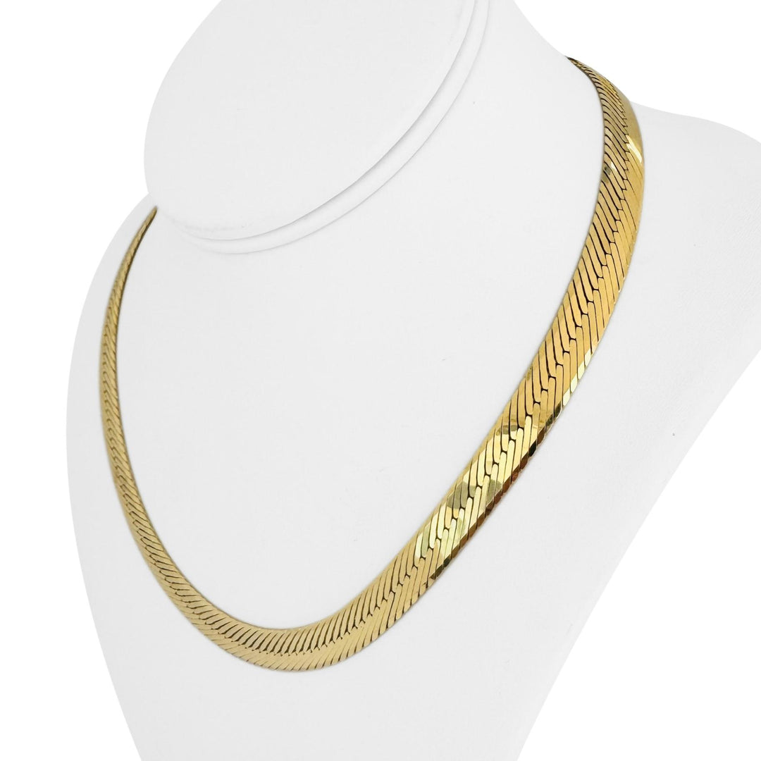 14k Yellow Gold 43.5g Heavy Thick 8.5mm Herringbone Link Necklace Italy 18"