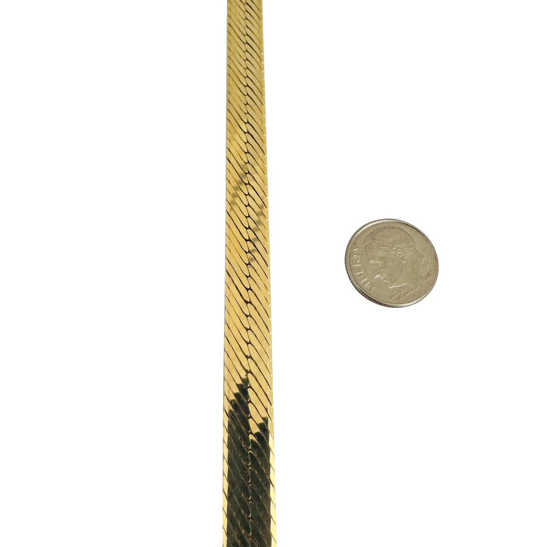14k Yellow Gold 43.5g Heavy Thick 8.5mm Herringbone Link Necklace Italy 18"
