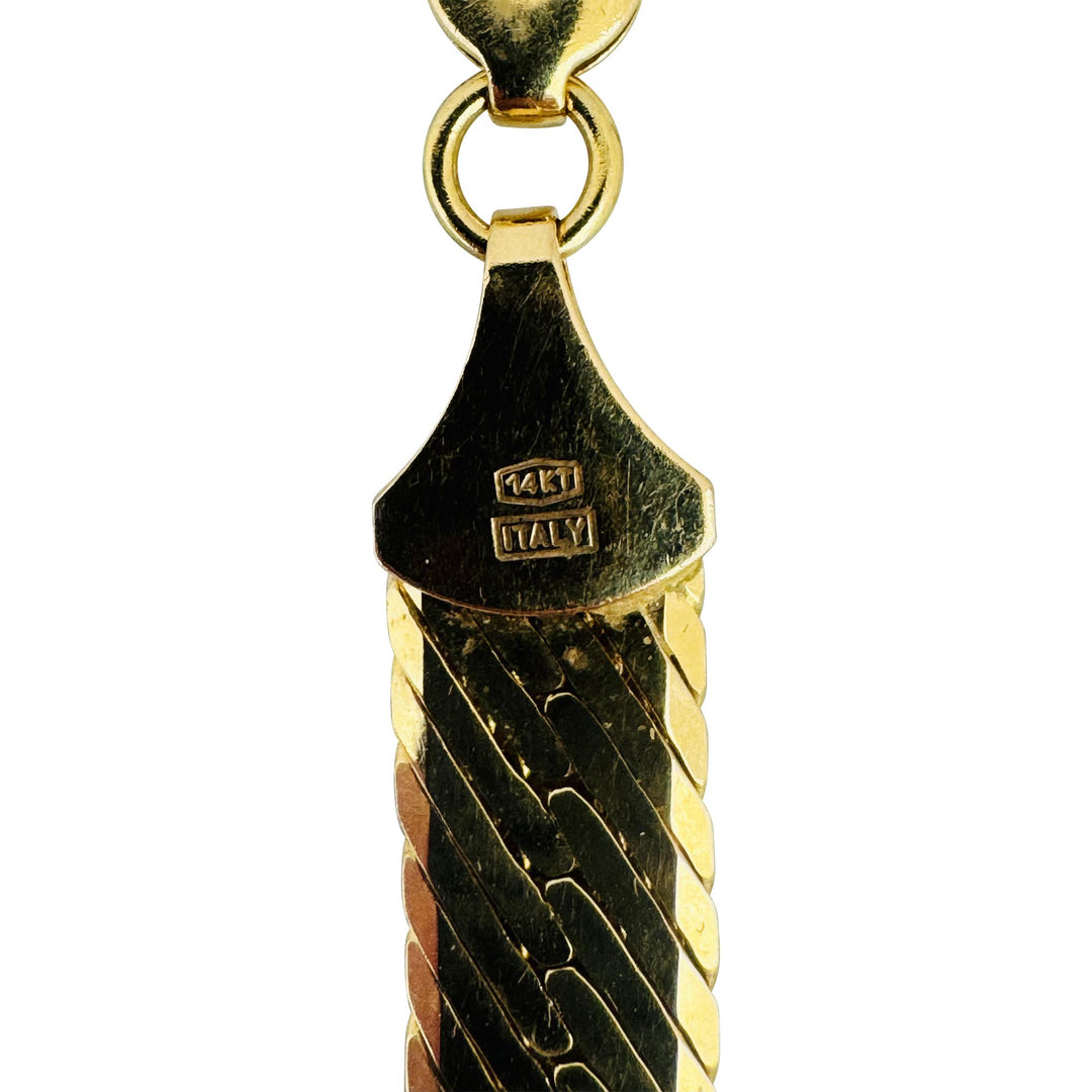 14k Yellow Gold 43.5g Heavy Thick 8.5mm Herringbone Link Necklace Italy 18"