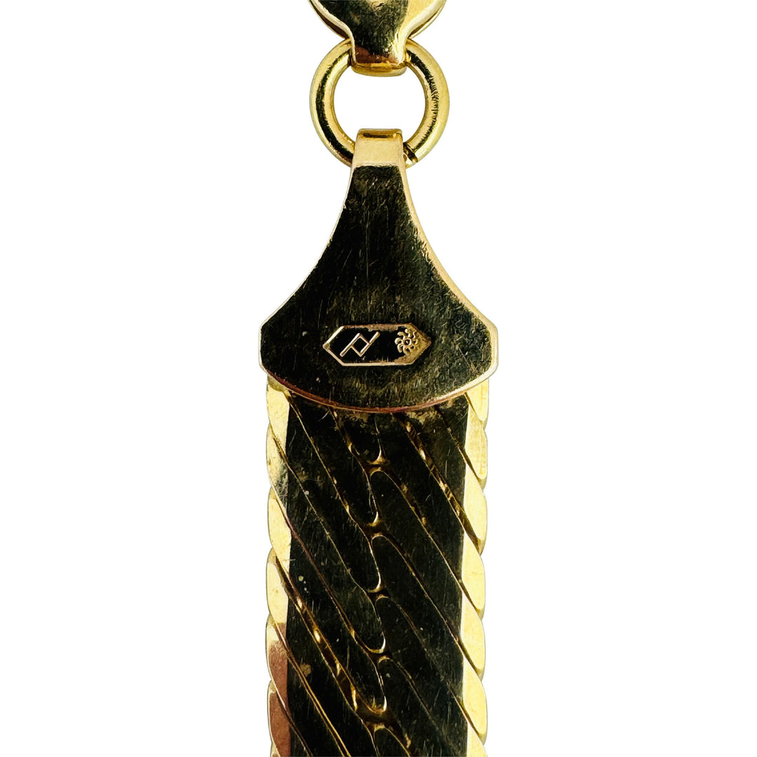 14k Yellow Gold 43.5g Heavy Thick 8.5mm Herringbone Link Necklace Italy 18"
