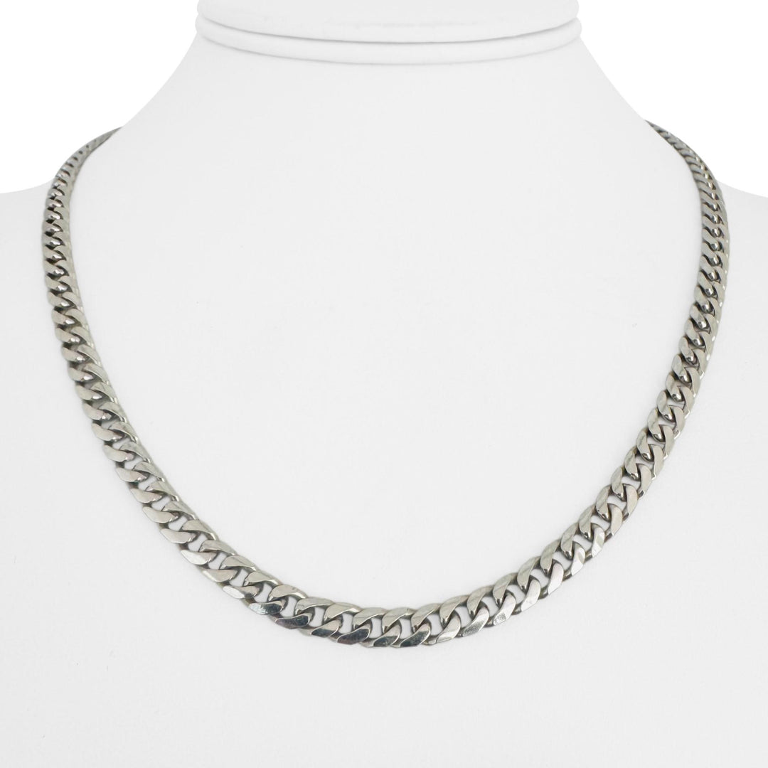 14k White Gold 25.8g Solid Heavy 5mm Curb Cuban Link Chain Necklace 18"