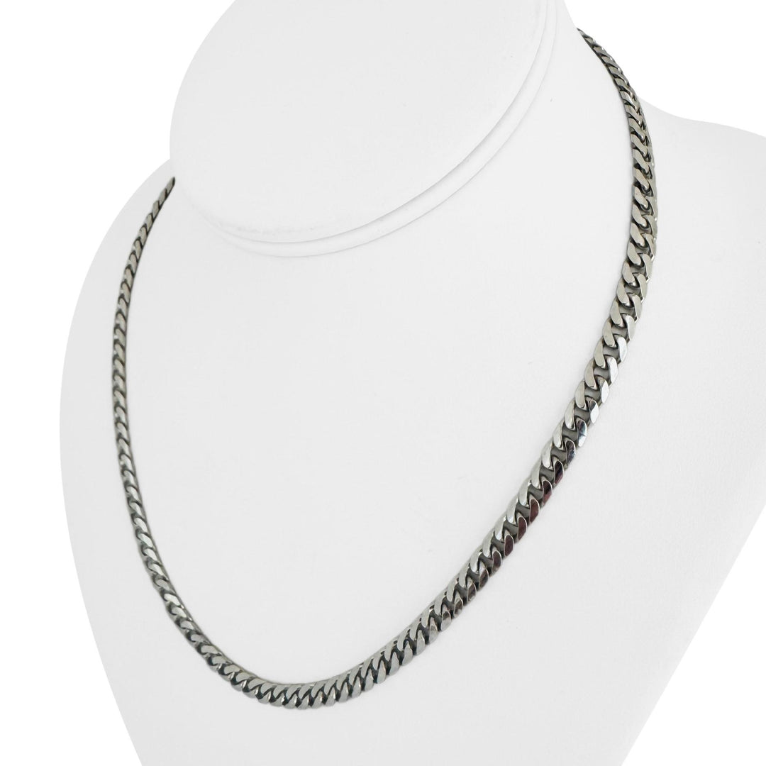 14k White Gold 25.8g Solid Heavy 5mm Curb Cuban Link Chain Necklace 18"