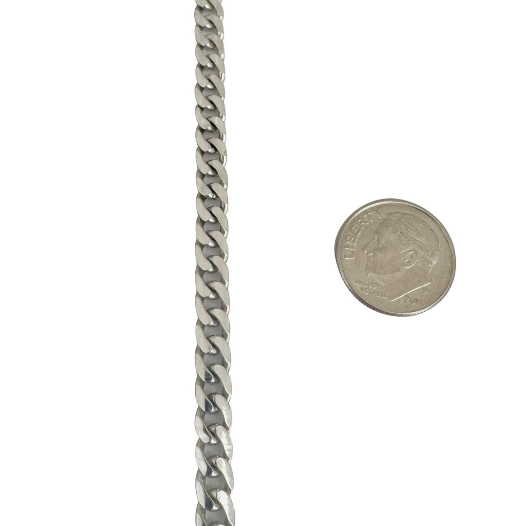 14k White Gold 25.8g Solid Heavy 5mm Curb Cuban Link Chain Necklace 18"
