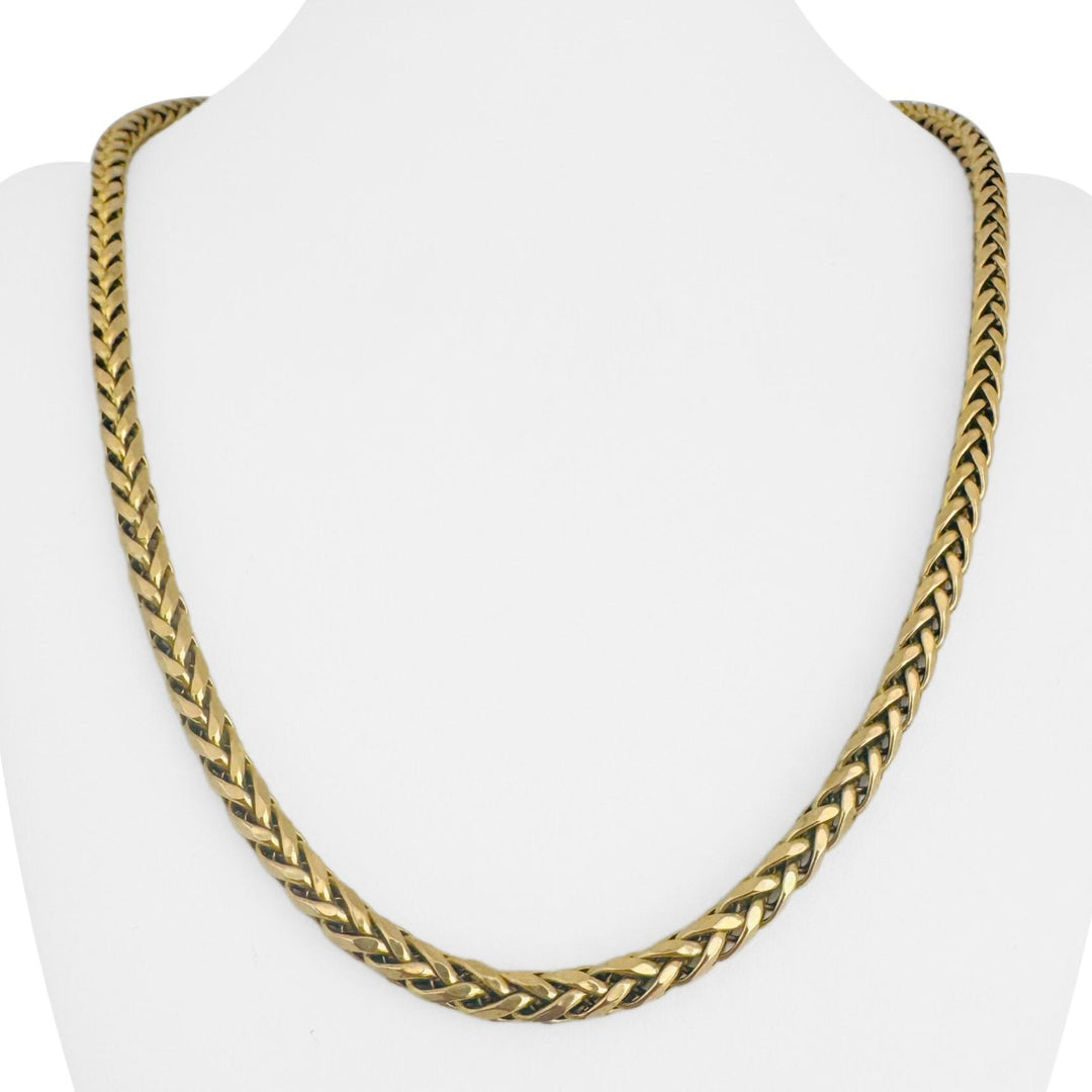 14k Yellow Gold 26.4g Semi Solid 6mm Wheat Link Chain Necklace 22"
