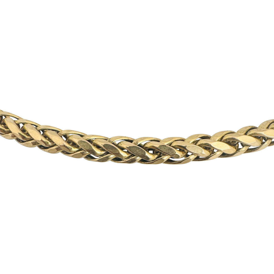 14k Yellow Gold 26.4g Semi Solid 6mm Wheat Link Chain Necklace 22"