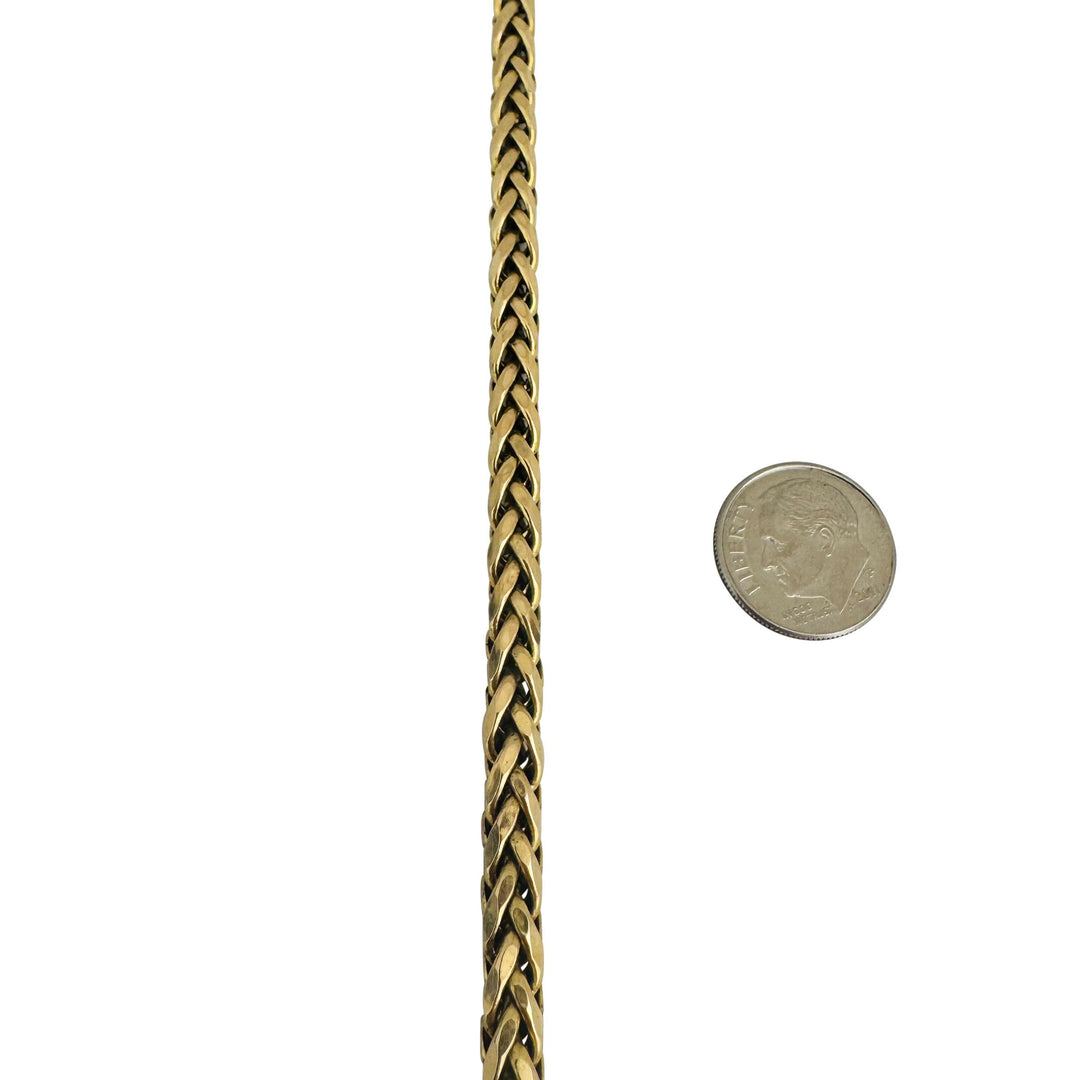 14k Yellow Gold 26.4g Semi Solid 6mm Wheat Link Chain Necklace 22"