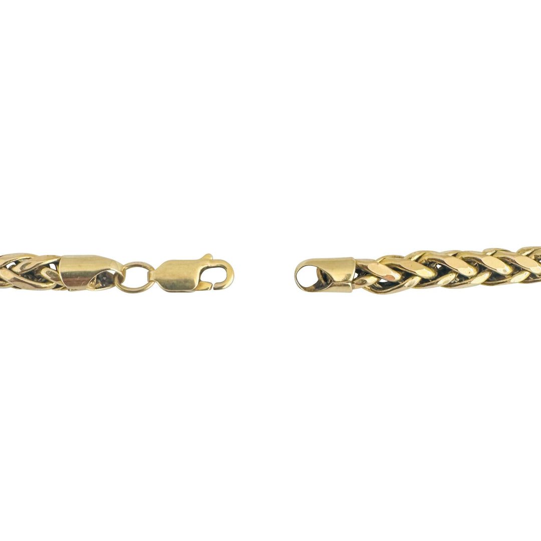 14k Yellow Gold 26.4g Semi Solid 6mm Wheat Link Chain Necklace 22"