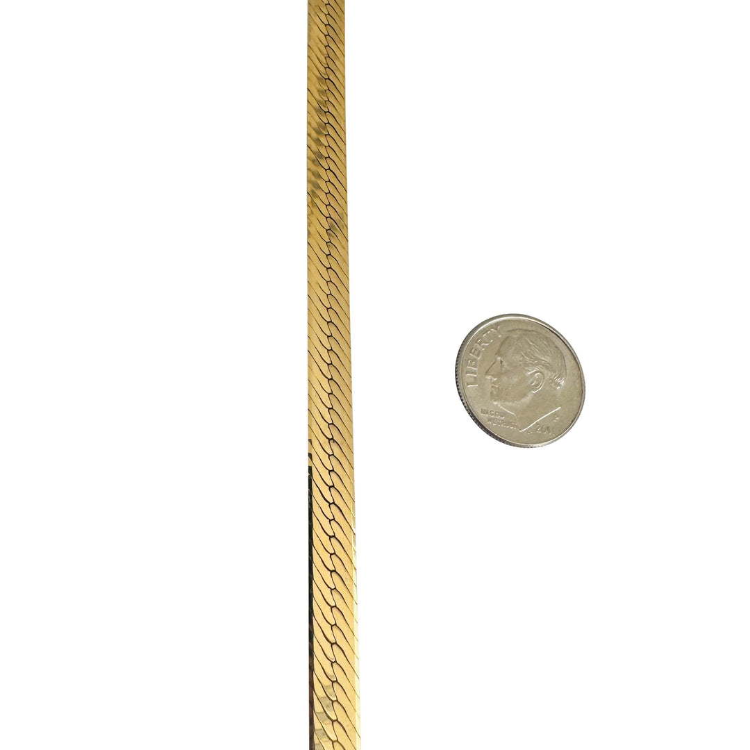 14k Yellow Gold 22g Solid Thick 6mm Herringbone Link Necklace Italy 18"