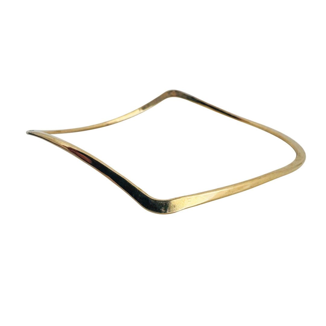 14k Yellow Gold 8.3g Ladies Slip On Curved Geometric Bangle Bracelet 8.5"