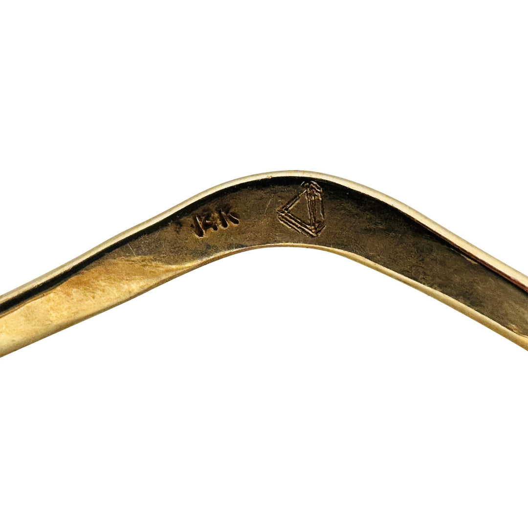 14k Yellow Gold 8.3g Ladies Slip On Curved Geometric Bangle Bracelet 8.5"