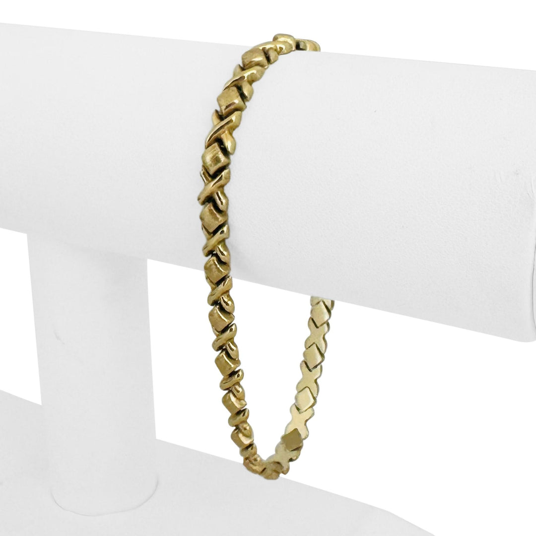 14k Yellow Gold 8.7g Ladies 5.5mm Hugs and Kisses XO Link Bracelet 8"