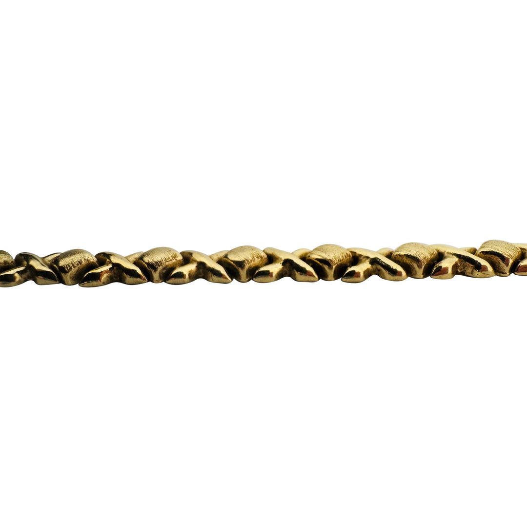 14k Yellow Gold 8.7g Ladies 5.5mm Hugs and Kisses XO Link Bracelet 8"