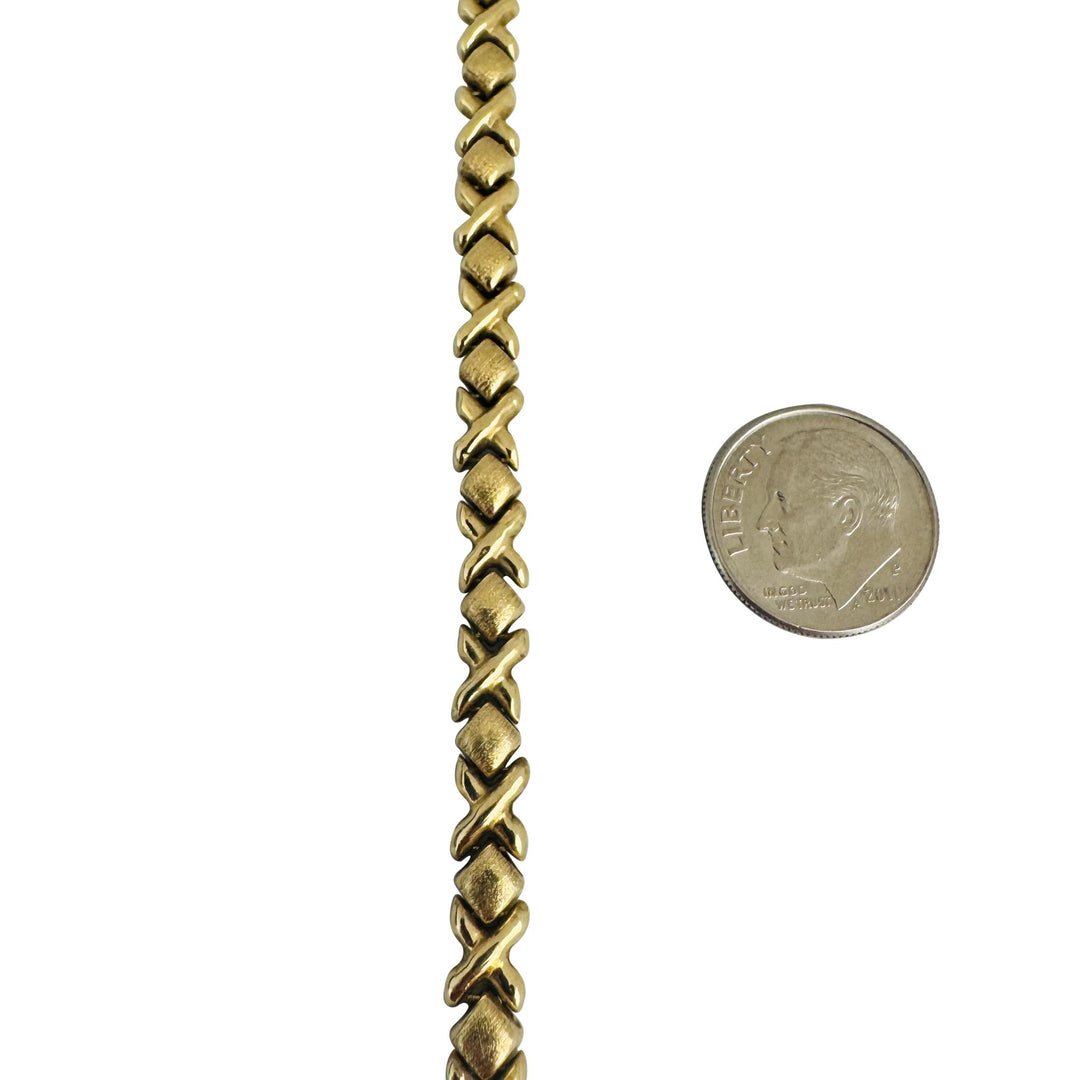 14k Yellow Gold 8.7g Ladies 5.5mm Hugs and Kisses XO Link Bracelet 8"