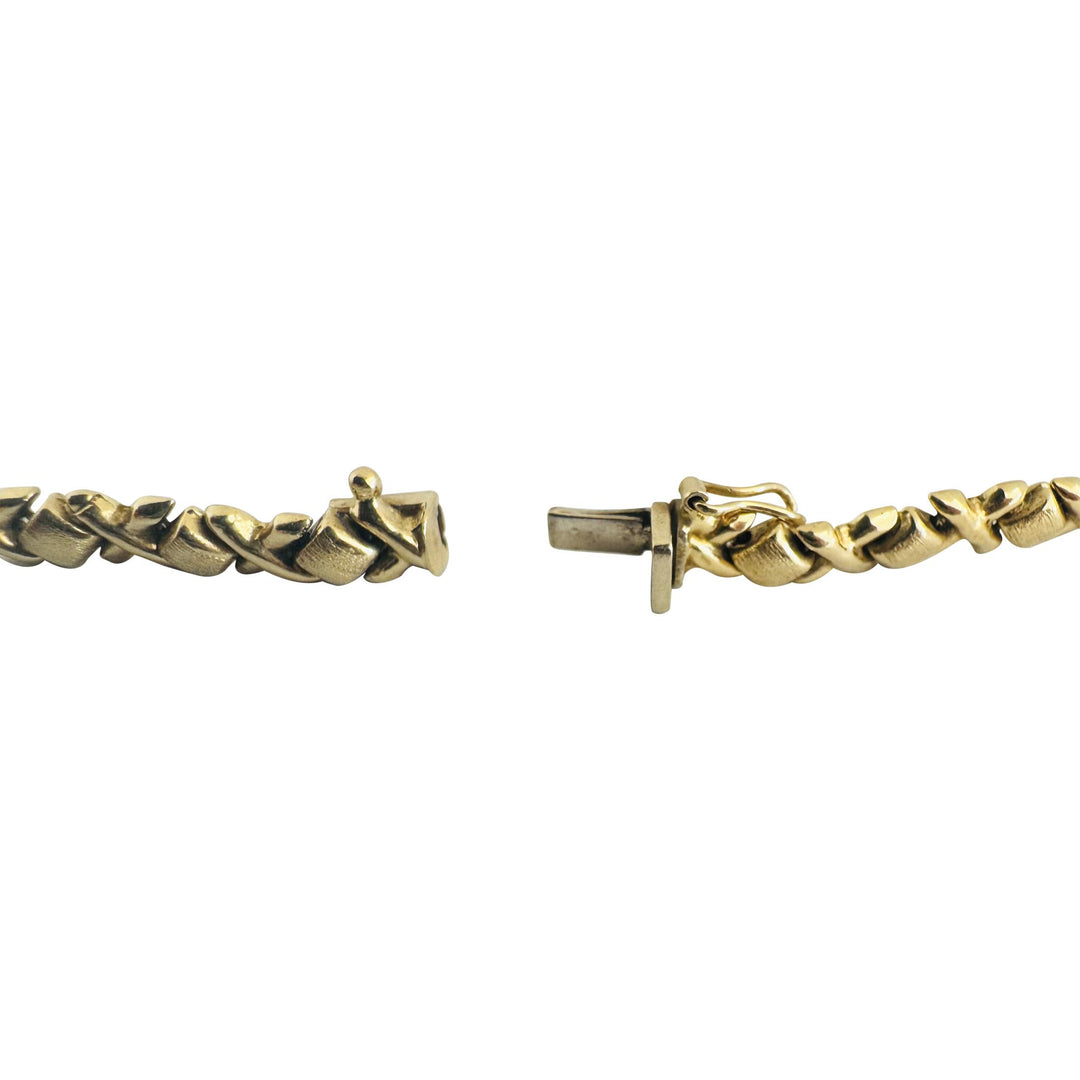14k Yellow Gold 8.7g Ladies 5.5mm Hugs and Kisses XO Link Bracelet 8"