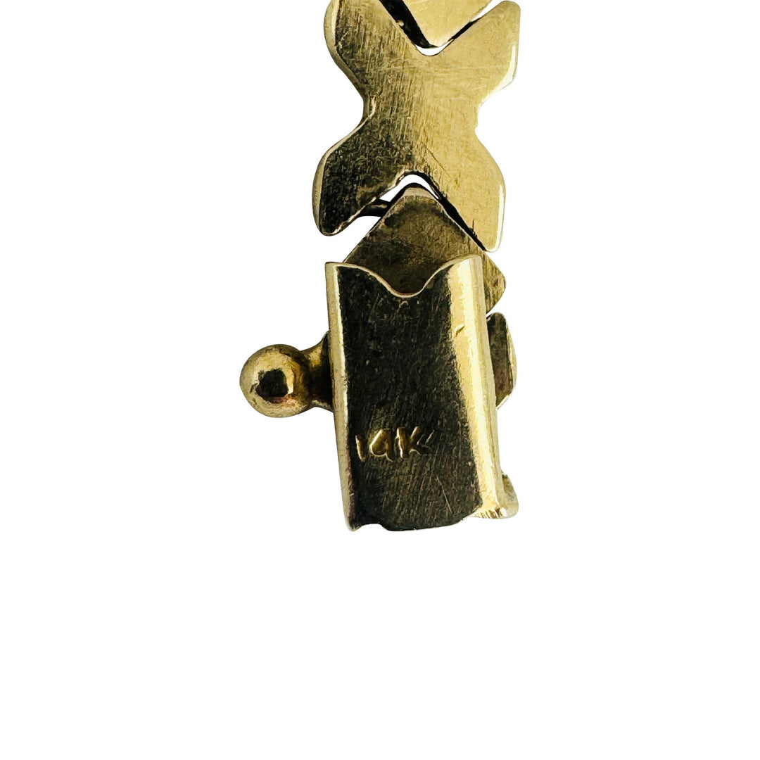 14k Yellow Gold 8.7g Ladies 5.5mm Hugs and Kisses XO Link Bracelet 8"
