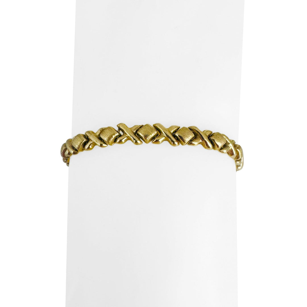 14k Yellow Gold 8.7g Ladies 5.5mm Hugs and Kisses XO Link Bracelet 8"