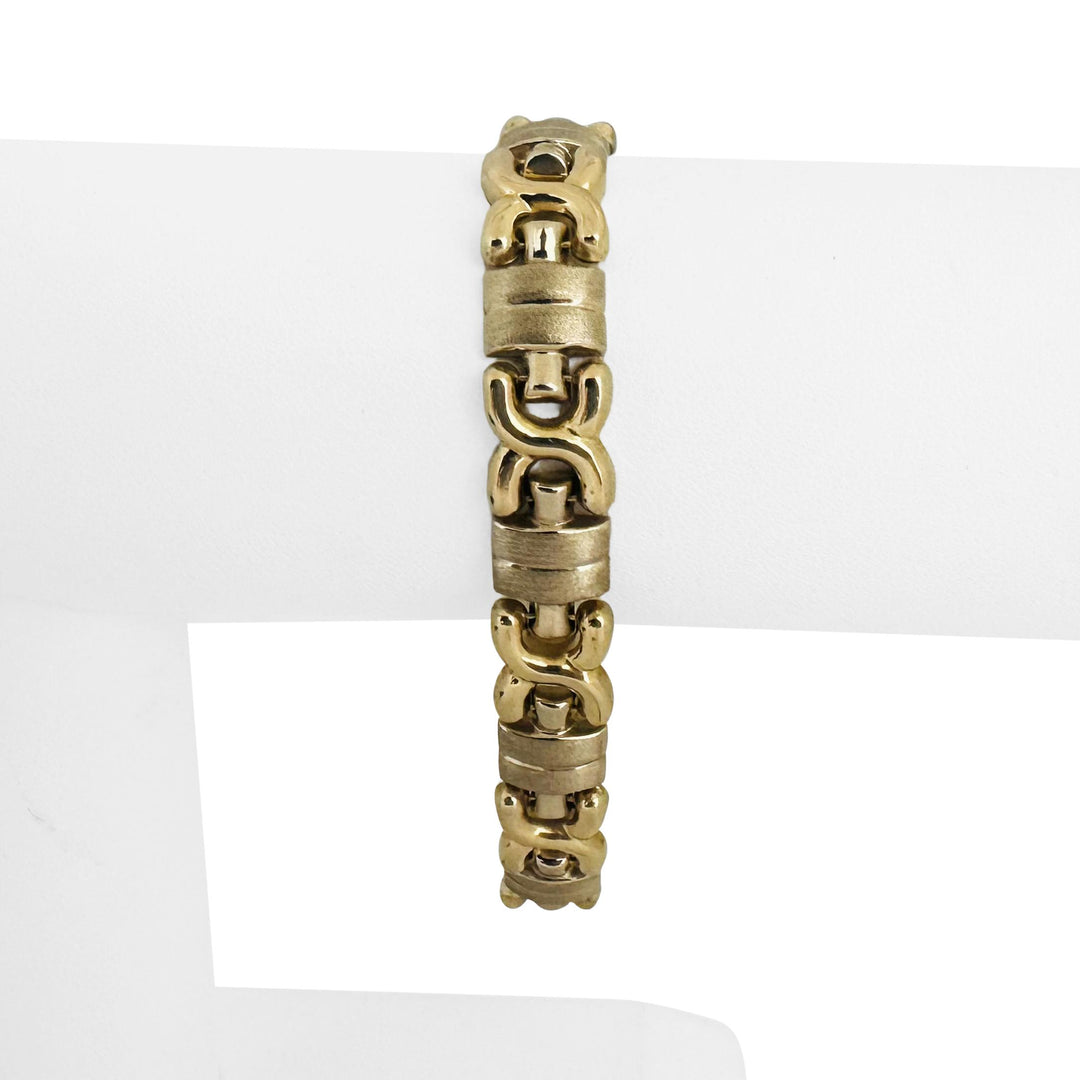 14k Yellow and White Gold 13.7g Ladies Two Tone 10mm Fancy Link Bracelet 7.25"