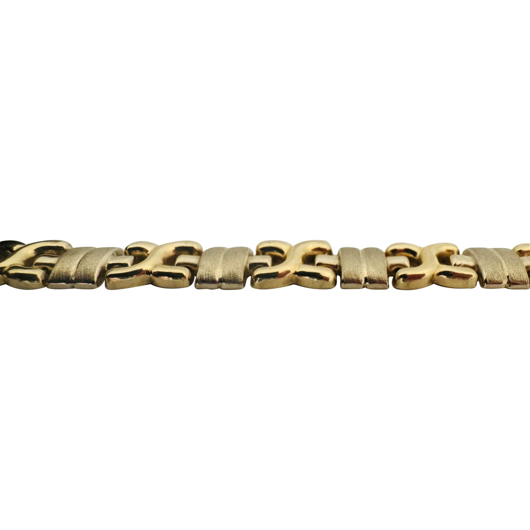 14k Yellow and White Gold 13.7g Ladies Two Tone 10mm Fancy Link Bracelet 7.25"
