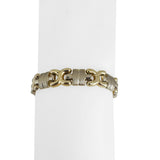14k Yellow and White Gold 13.7g Ladies Two Tone 10mm Fancy Link Bracelet 7.25"
