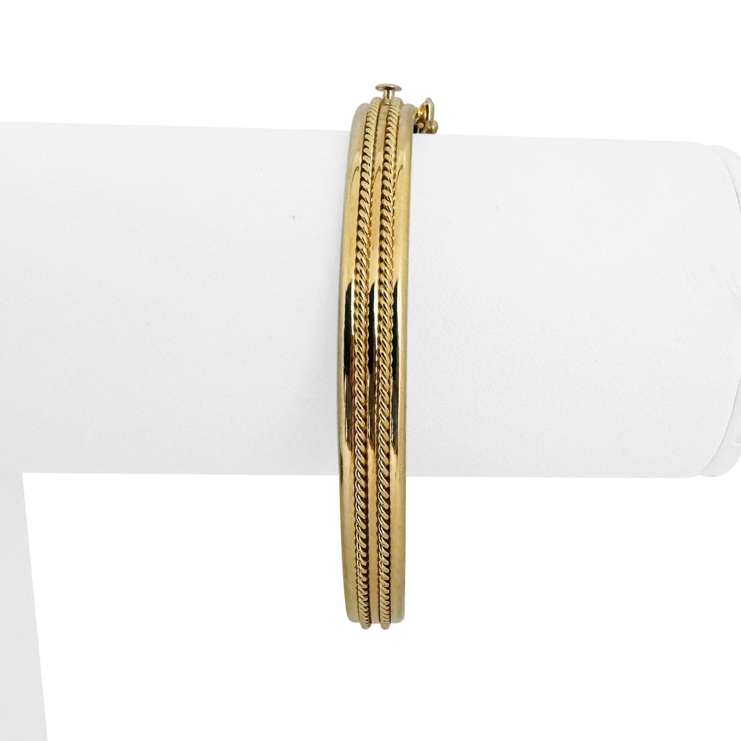 14k Yellow Gold 12.6g Ladies 7mm Rope Design Bangle Bracelet 7"