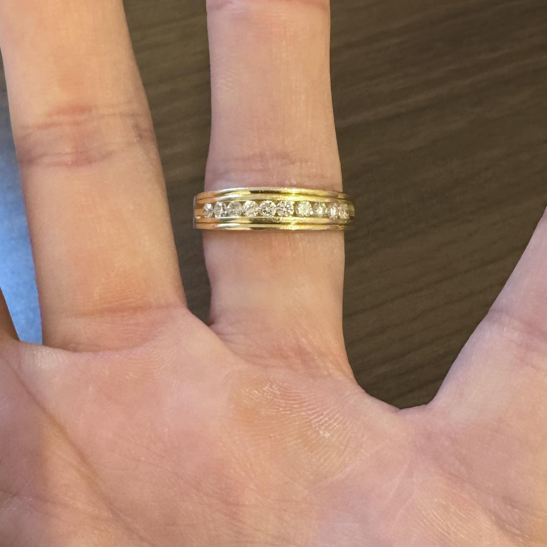 14k Yellow Gold and 0.50cttw Channel Set Diamond Men's Band Ring Size 11.5
