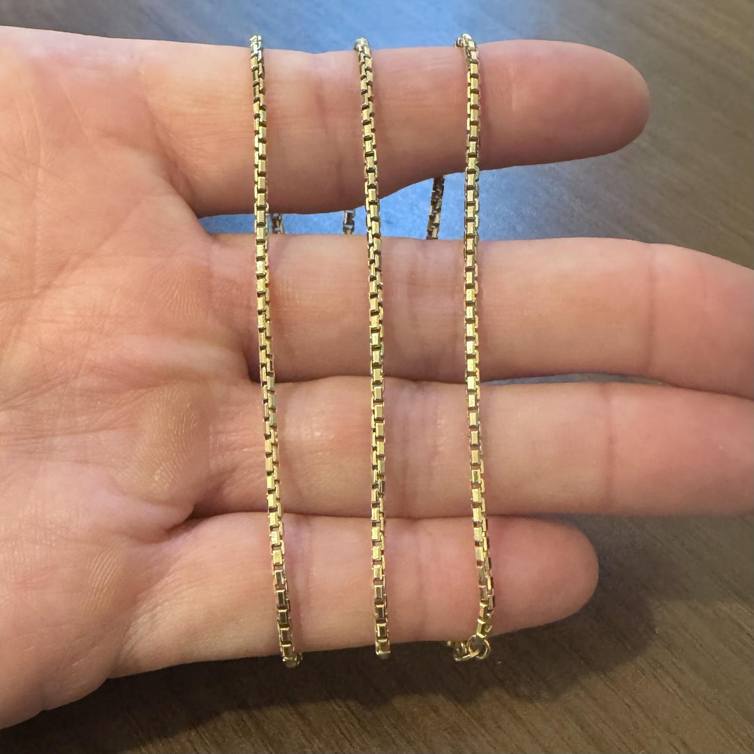 14k Yellow Gold 16.2g Solid Heavy 2mm Box Link Chain Necklace Italy 24"