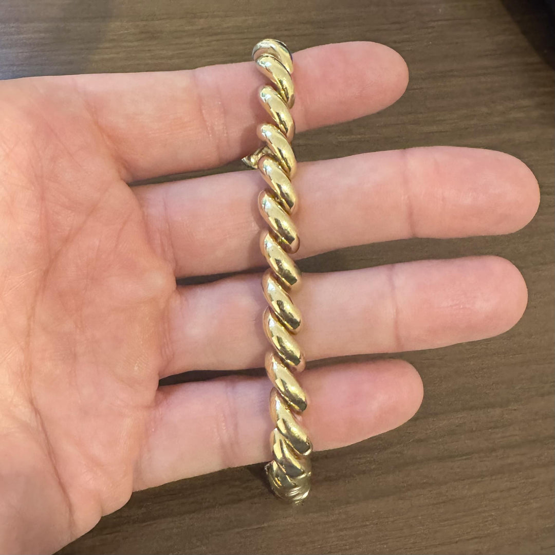 14k Yellow Gold 22.4g Ladies Polished 9mm San Marco Link Bracelet Italy 7.25"