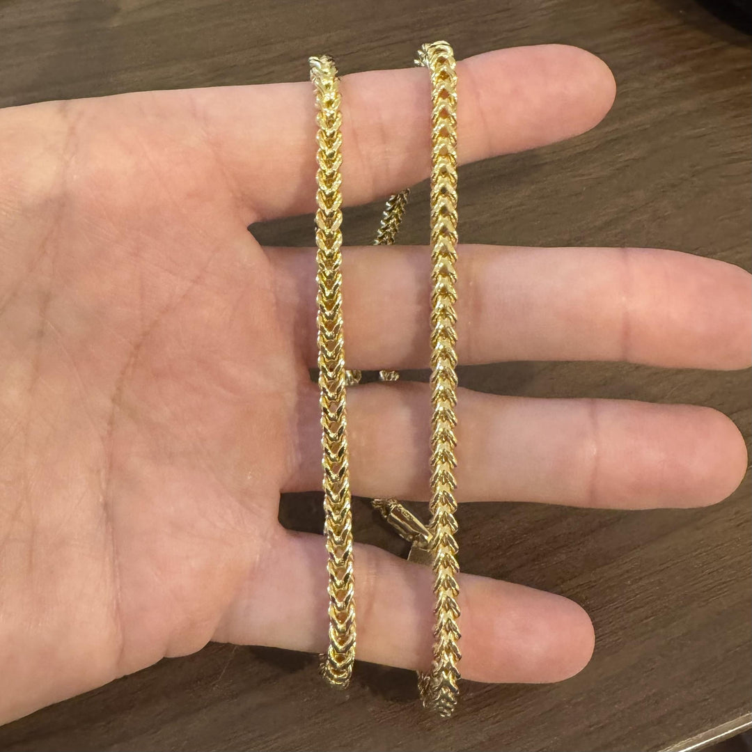 14k Yellow Gold 27.4g Thick Squared 4.5mm Franco Link Chain Necklace 24"
