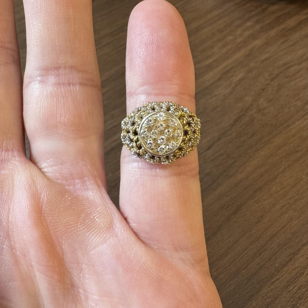 18k Yellow and White Gold 0.25cttw Diamond Vintage Ladies Ring Size 5.5