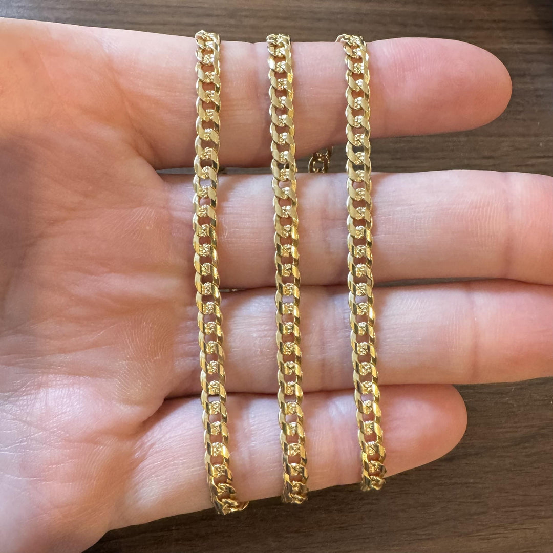 18k Yellow Gold 27.8g Solid Diamond Cut 4.5mm Curb Link Chain Necklace 23.5"