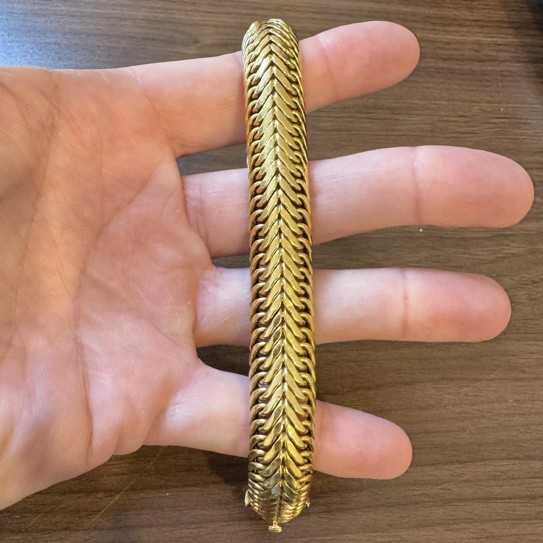 18k Yellow Gold 37.7g Heavy Thick 15mm Vintage Fancy Link Bracelet Italy 7.5"
