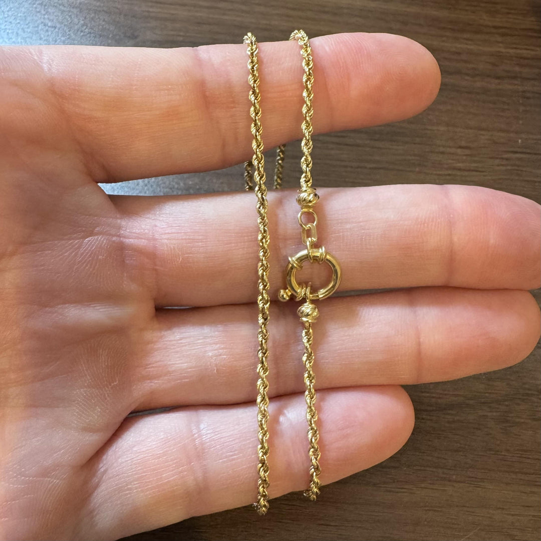 18k Yellow Gold 4.2g Hollow Light 2.2mm Milor Rope Chain Necklace Italy 20"
