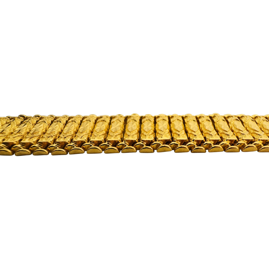 22k Yellow Gold 46.6g Solid Heavy 14mm Diamond Cut Barrel Link Bracelet 8"